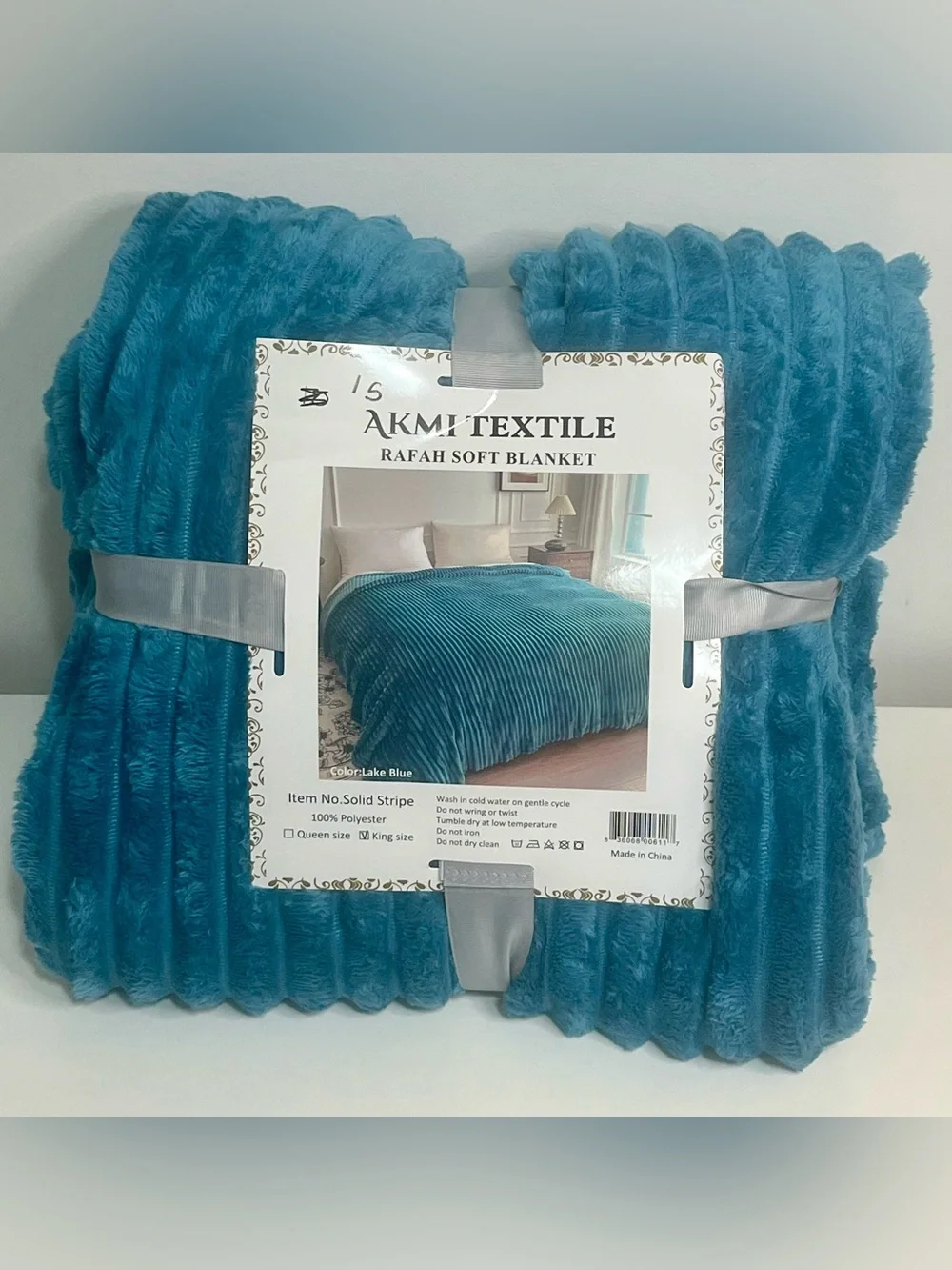 Rafah King Size Soft Blanket - Teal Blue